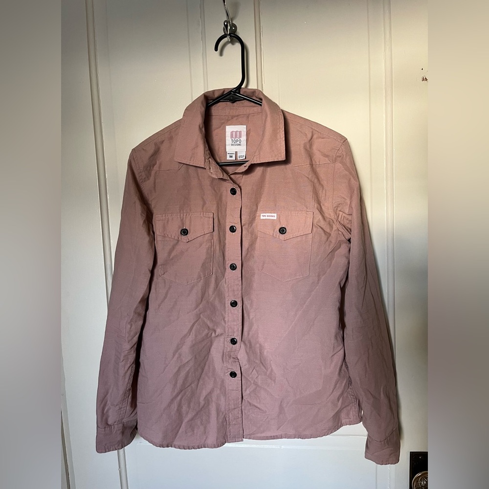 Topo Designs Mountain Shirt, Pink, Women’s Size M Medium